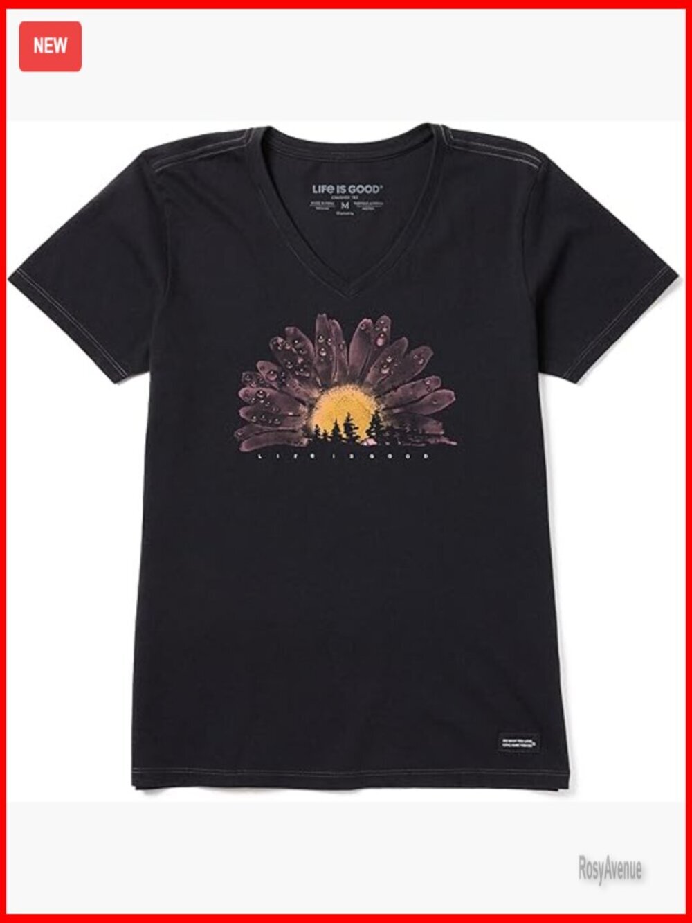 Womens Crusher Graphic V-Neck Tee Short Sleeve Cotton T-Shirt